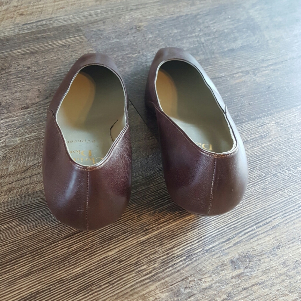 Vintage Christian Dior brown leather shoes women slip on size 38 luxury casual - Picture 3 of 8